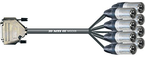 MUSIC STORE Studio Multicore/Pro 8/25-XLR 1,5m, Analoge Multicore Kabel, 8 symmetrische Kanäle, D-Sub 25 zu XLR male, Vollmetallhaube, Chrom-Randallschrauben, vernickelte Stecker, Spliss 0,3 m