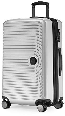 HAUPTSTADTKOFFER Mitte - Mittelgroßer Hartschalenkoffer, TSA, 4 Rollen, Check-In Gepäck mit 8 cm Volumenerweiterung, 68 cm, 88 L, Weißmatt