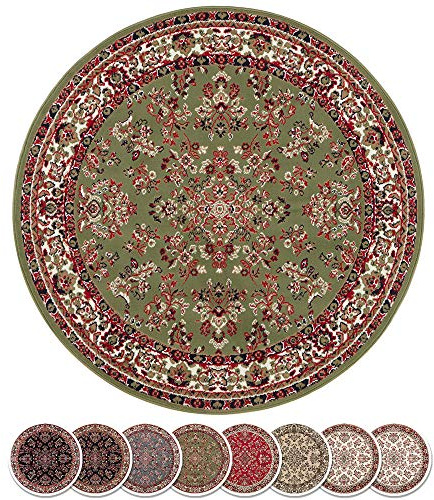 Hanse Home Design Kurzflor Wohnzimmerteppich Orient - Zabul Perser Look, Orientalischer Teppich für Esszimmer, Wohnzimmer, Schlafzimmer - Grün, 140 cm