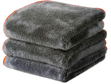 Glart 3 Stück Universal Flausch 600 GSM Mikrofasertücher 40x40 cm Allzwecktücher Haushalt Küche WC Bad Haus Garten Büro, anthrazit, H443TPO