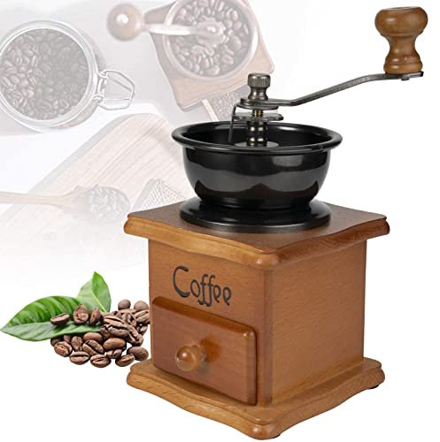 Macina Caffé Manuale, Macinino Caffè Vintage Macinacaffè Manuale in Legno Antico con Impostazione Dell'ingranaggio Regolabile, Grinder Ceramica per Casa, Ufficio e Viaggi Office
