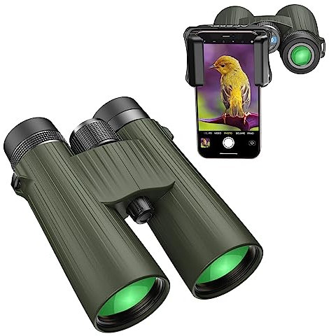 APEXEL Binoculars 12 x 50 Binoculars with Mobile Phone Adapter for Adults and Children, Professional Binoculars with Night Vision, IPX7 Waterproof, BAK4/FMC Lens for Bird Watching and Outdoor