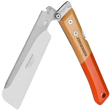 JORGENSEN Japanese Pull Saw, 6 Inch Pro Folding Dovetail Saw with Beech Wood Long handle, SK5 Steel Blade Tool-less Quick Change, 21TPI Cross Cut Woodworking Handsaw for Hardwood, Softwood