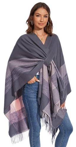 colornival Women's Elegant Shawl Cape Front Open Soft Poncho, Suitable for Spring, Autumn, and Winter
