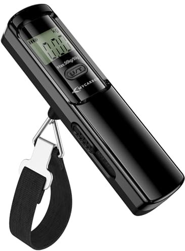 MYCARBON Kofferwaage ohne Batterie 50KG/110lb Digitale Kofferwaage mit LCD-Anzeige Gepäckwaage Tragbare Für Reisen Leben und Angeln Schwarz
