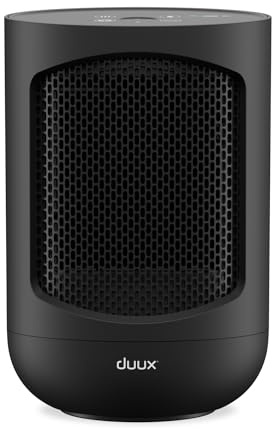 Duux Zone Personal Fan Heater, 1500W Portable Electric Heater, Ceramic Heater Element, 3 Heat and 1 Cool Settings, 60 Degree Oscillation, Mini Tabletop/Desk Heater, Black, DXCH41UK