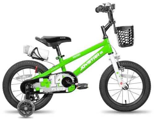 JOYSTAR Pluto Kids Bike - Bicicleta infantil de 16 pulgadas, para niños y niñas de 4 a 7 años, con ruedas estabilizadoras, color verde