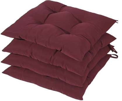 HAMO Garden Chair Cushions Outdoors Seat Pads, Set of 4, 45x50 cm, 18x20 inches (Burgundy)