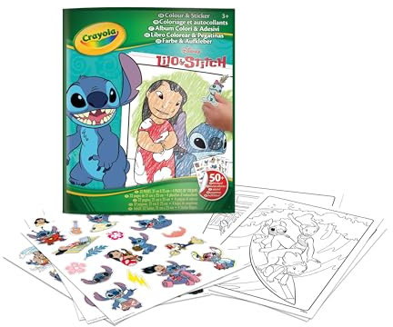 CRAYOLA, Álbum para Colorear con Pegatinas Lilo&Stitch, 32 páginas y 4 Hojas de Pegatinas Incluidas, 04-0900G