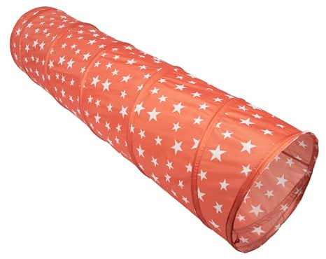Relsy Túnel desplegable naranja quemado estrellado para niños, niños pequeños, mascotas | Túnel de juego para niños pequeños, juguete naranja estrellado para bebés y accesorios de tienda de campaña
