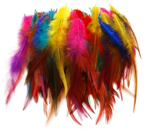 ENLACE 200 Stück Federn Bunte, Federn zum Basteln, 10-15 cm Fasanenfedern, Bunte Mischung Federn Deko, Natürliche Bastelfedern für DIY Anhänger Ohrringe Traumfänger Dekoration