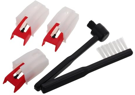 OFFIGAM Spazzola Per Pulizia Dei Vinili e Kit Di Sostituzione Ago Per Giradischi Accessorio Per Pulizia Del Vinile Compatibile Con Fonografi Vintage e Lettori Di Dischi