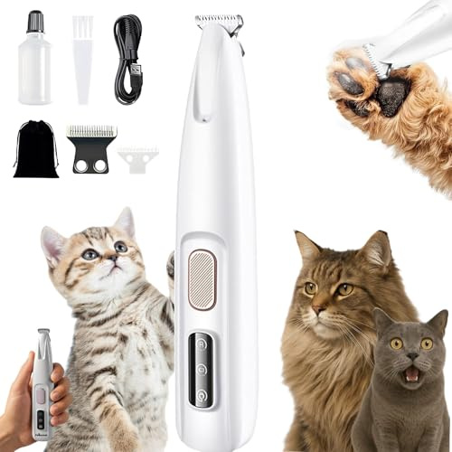 Patounet-Tondeuse De Précision Pour Chat, Patounet Tondeuse, Élimine Les Nœuds Et Les Poils Superflus, Silencieuse(<35db), Lames Sûres, Coupe Précise, Adaptable à tous types de poils (A-Avec lame)
