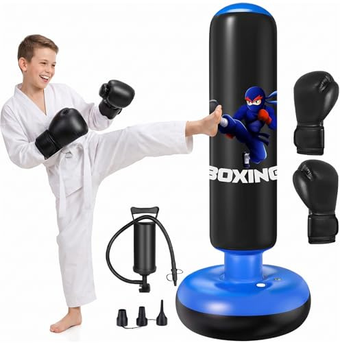 Sac de Boxe pour Enfants, Gants de Boxe, Gonflable Sac de Frappe Enfant
