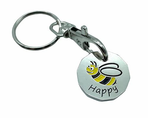 JAM2DAY Trolley Token Keyring - £1 Coin (Bee Happy)