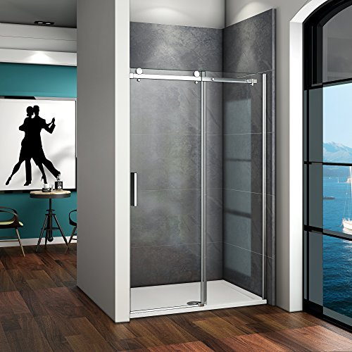 Mampara de Ducha Frontal Puerta Corredera Cristal Templado 6 MM 115x195cm