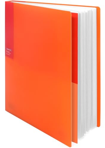 Kokuyo 40-Pocket Binder with Plastic Sleeves (Orange), A4 Art Portfolio Folder with Clear Sheet Protectors. 80 Pages of Presentation Display Book. Japan Import (CTRA-C40YR)