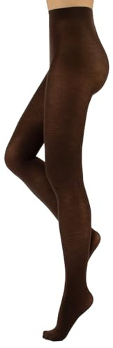 CALZITALY Collant Lana Merino, Calze Donna, Collant Inverno | Nero, Grigio, Marrone, Verde, Navy, Viola, Bordeaux, Beige, Avorio | S, M, L, XL | 100 DEN | Made in Italy (XL, Marrone)