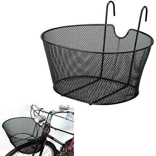 Hongu Cestino Anteriore Ovale con Ganci 38x24x21 CM Bicicletta Cesto Bici Ferro Nero