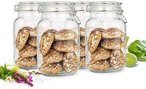 Sendez 6 barattoli per conserve da 2 litri, con chiusura a leva, 10 etichette, 6 guarnizioni