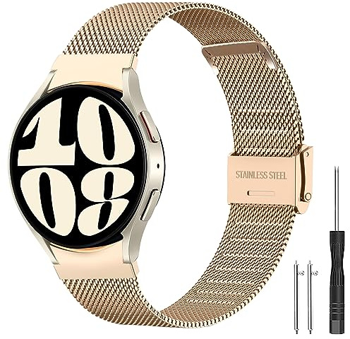 SUGARJAR Metallarmband kompatibelt med Samsung Galaxy Watch 7/FE/6/5/4 40 mm 44 mm/Watch 6 Classic 43 mm 47 mm, rostfritt stål armband för Galaxy Watch 5 Pro 45 mm/Watch 4 Classic 42 mm 46 mm, 140 mm