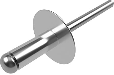 4.8mm x 18mm Legierungsnieten mit großem Kopf, 250 Pack – Nieten für Metall, Blindniet, Kuppelkopfnieten, Aluminiumkörper und Stahldorn Pop-Nieten für Weißblech, Metallbefestigung – Drucknieten