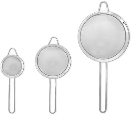 Farberware Stainless Steel Mesh Strainer Set of 3 - Small, Medium and Large Fine Mesh Strainers for Kitchen, Colander for Pasta, Produce Rinsing, Sifting - Dishwasher Safe, Nesting Storage