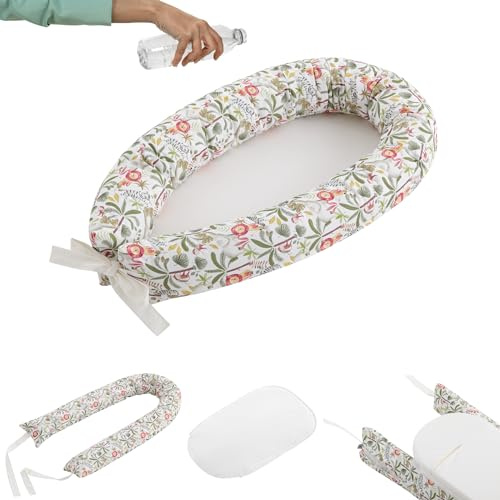 Culla nido neonato neonato. Cuscino nido con base impermeabile, sfoderabile e lavabile 100% cotone anallergico. CoolDreams - Riduttore per lettino con certificato Oeko-Tex (Safari in the Jungle)