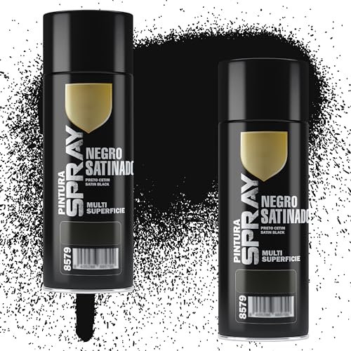 Etrexonline Pintura Spray Multicolor Profesional | 400ml | Adecuado para Metal, Madera & Plástico | Negro Satinado | Secado Rápido | Paquete de 2