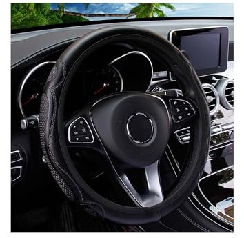 LOTEZAVA Steering Wheel Covers-Soft Pu Leather Steering Wheel Cover Steering Wheel Covers Anti-Slip Breathable Car Accessories Without Inner Ring Fit 14.5-15 For Car/Auto/Suv (black)