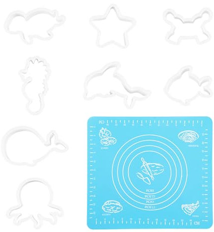 Set Di Stampini Per Biscotti Serie Marina Da 8 Pezzi, Tappetino Per Pasta Da 1 Pezzo, Tagliabiscotti In Plastica, Tagliabiscotti Per Animali, Tagliabiscotti, Decorazioni Per Biscotti