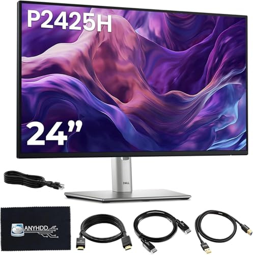 Dell P2425H Computer Monitor Screen 24 16:9 IPS Display with Stand - 1 Year Warranty, 100Hz Full HD, 1920 x 1080 with Power Cable, Anyhdd DisplayPort, HDMI, USB 3.0 Upstream Cable & Cloth - New
