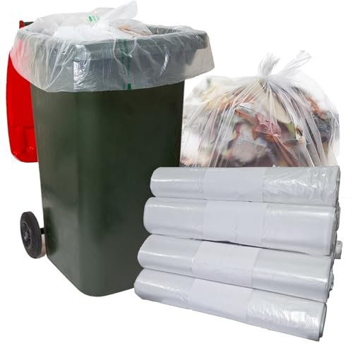 Strong Clear Wheelie Bin Liners Heavy Duty Rubbish Sacks for Big Refuse Bins 240 Litre Refuse Sacks Heavy Duty (10)