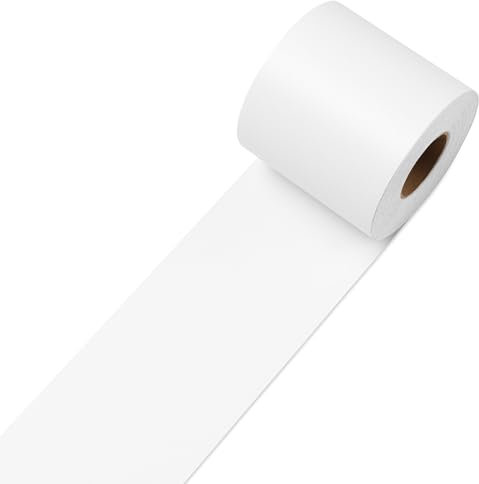 Decotalk Bordure de Papier Peint Blanc 7.6X1500cm Frise Murale Adhesive Bordure Papier Peint Frise Autocollante Blanc pour Cadre du Miroir Cuisine Salle de Bains Plafond Salon Chambre Décoration