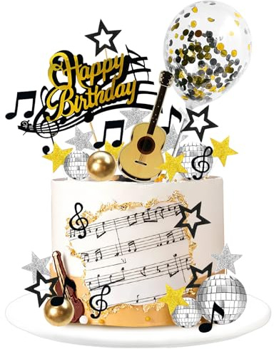 Note musicali Cupcake Toppers,40 pezzi Rockstar Cupcake Topper Happy Birthday Cake Toppers Decorazioni per Torte Musicali Decorazione per Torta Musicale per bambini tema musicale festa