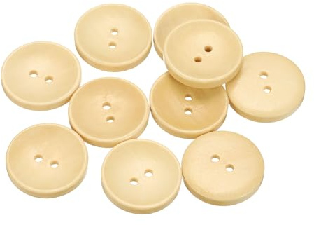 QUARKZMAN Botones de Madera, 10pcs 40L 1(25mm) Bontones Redondos con 2 Agujeros, Accesorios de Costura para Coser Ropa, Almohadas, Manualidades y Decoración Color Madera Natural
