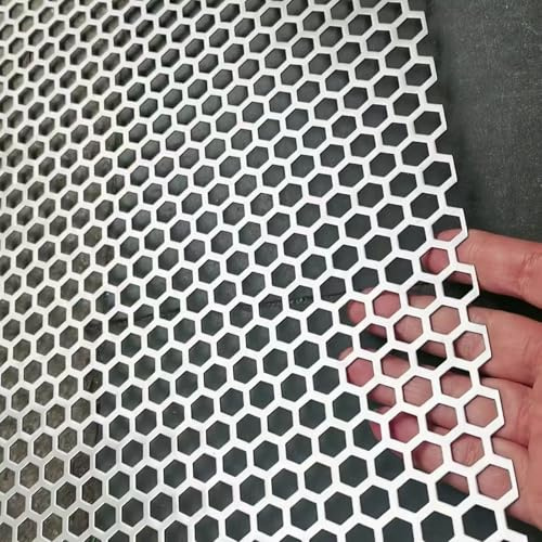COYOUCO Lamiera Forata in Acciaio Inox 304, Rete Metallica con Fori esagonali 10/6/3,5mm per Filtro, Ventilazione, Copertura, Protezione, progetti Fai da Te,Dia 6mm,20x20cm