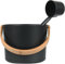 Sauna Bucket and Ladle Set, 7L Aluminium, Finnish Style Spa Accessories,Finnish Sauna Bucket with Long Handle Spoon for Home Bathroom Spa Center Hotel(BlACK)