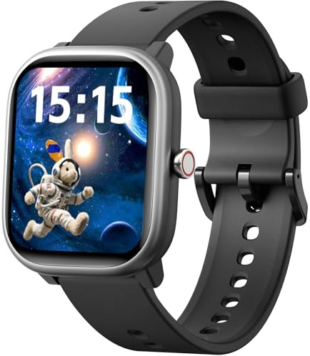 Kids Wach for Girls Boys 6-15 Year Old - Smart Watch for Kids 1.8 Fitness Tracker ,No Phone needed,Pedometer Sleep Monitor Heart Rate Waterproof,Puzzle Game for Girls Boys Teens Birthday Gift (Black)