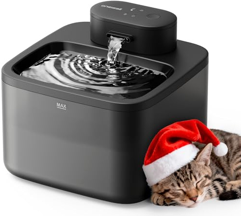 oneisall Fuente inalámbrica para Gatos, Fuente inalámbrica de 2.2L con Sensor de Movimiento, Bomba SilentFlow™ integrada ultrasilenciosa de 20 dB, fácil de Limpiar, Negro