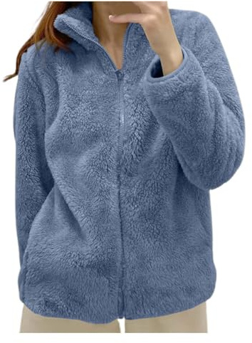 MJGkhiy Felpa Pile Donna con Zip Invernale Caldo Sweatshirt in Sherpa Comoda Taglie Forti Giubbotto Fine Fleece Morbido Autunno Felpe Trekking Pesante Teddy Casual Sportiva Cerniera Giacca