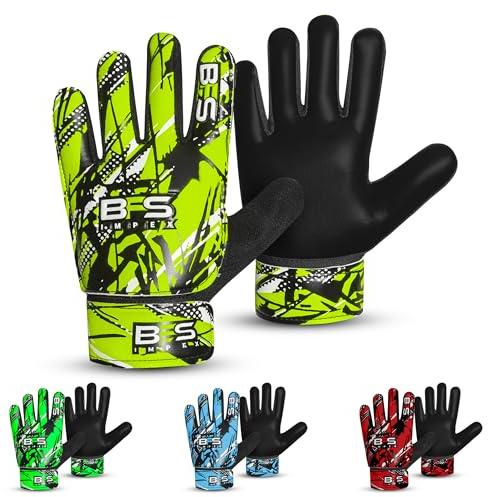 BFS IMPEX Kids Soccer Goalie Gloves – Youth Football Goalkeeper Gloves for Boys, Youth & Children with Strong Anti-Slip 4mm Latex Grip Palm, Double Wrist Support & Durable Football Gloves (Yellow, 3)