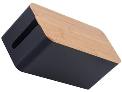 Zanthicia Organizador de escritorio, caja de cables escritorio resistente y duradera, plástico resistente a los desordenes, organizador para estuche almacenamiento, Negro, l