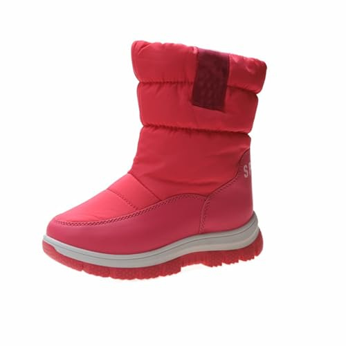 Botas de nieve para niños y niñas, térmicas de invierno a media pantorrilla, antideslizantes, con cremallera, acolchadas, con forro polar cálido, botas de senderismo y caminatas, zapatillas anchas de