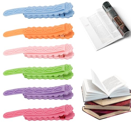 JIANTA 6 Pieces Automatic Bookmark, Silicone Book Marks for Reading, Bookmarks with Clip, Colorful Book Accessories for Reading Lovers