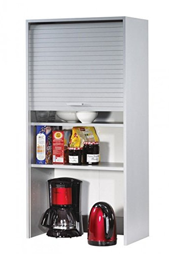 SIMMOB Rollladenschrank Hängeschrank/Hochschrank mit Jalousientür – H123,6 x B60 x T35 cm – 3 höhenverstellbare Einlegeböden – Farbe Aluminium – wandhängend oder stehend nutzbar