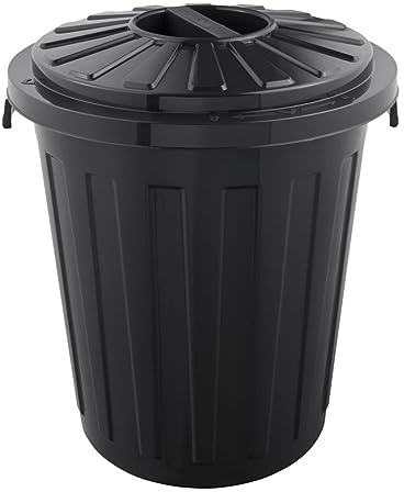 keeeper Maxi-Tonneau avec couvercle, polypropylène, 23 l, 36 x 42 x 36 cm, Mats, gris graphite