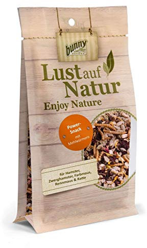 Bunny Nature Lust auf Natur Power Snack | 80 g | Ergänzungsfuttermittel für Hamster, Mäuse und Ratten | Ohne Zucker, Zusatzstoffe oder Farbstoffe | Mit hochwertigem Eiweiß