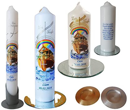 Taufkerze/Kommunionkerze, Geburtstagskerze,PatenkerzeArche NoahName,Datum**Junge Mädchen B076MXJM9G