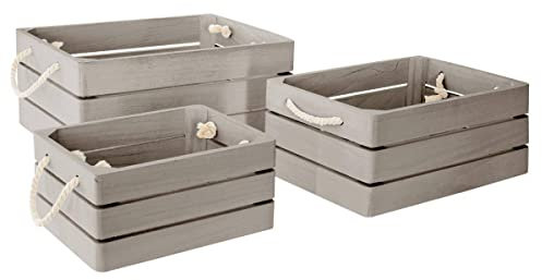 Atmosphera - Set de 3 caisses cagettes Dream - Bois - Gris